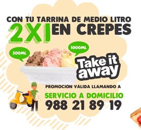 2x1 en crepes. Servicio a domicilio.