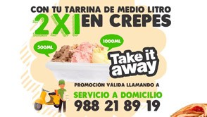 2x1 en crepes. Servicio a domicilio.